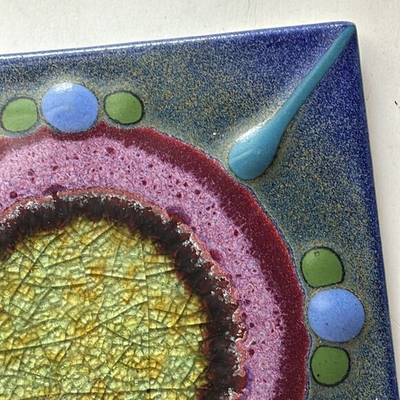 Matthew Patton Decorative Art Tile Trivet Vibrant Colors in Abstract 6x6 - Picture 2 of 7